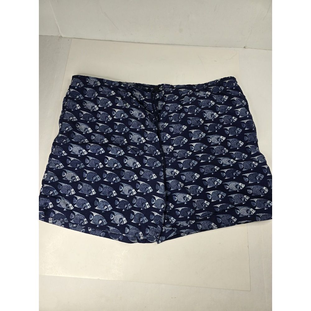 Nautica Men's Navy Blue White Fish Print Board Shorts Swim Trunks Sz‎ L Fishing